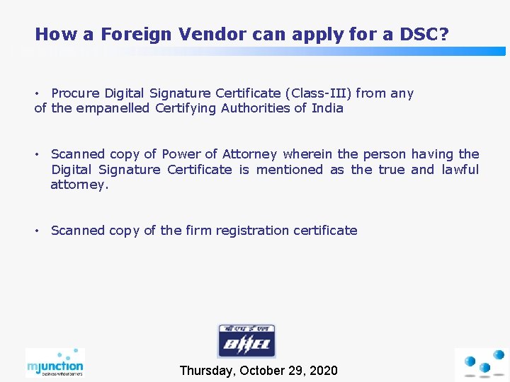 How a Foreign Vendor can apply for a DSC? • Procure Digital Signature Certificate
