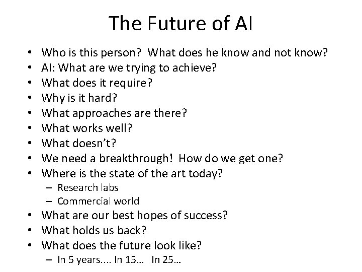 The Future of AI • • • Who is this person? What does he