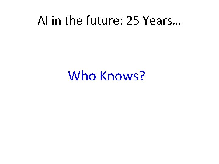 AI in the future: 25 Years… Who Knows? 