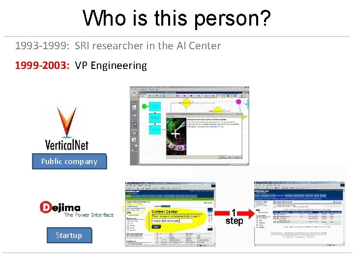 Who is this person? 1993 -1999: SRI researcher in the AI Center 1999 -2003: