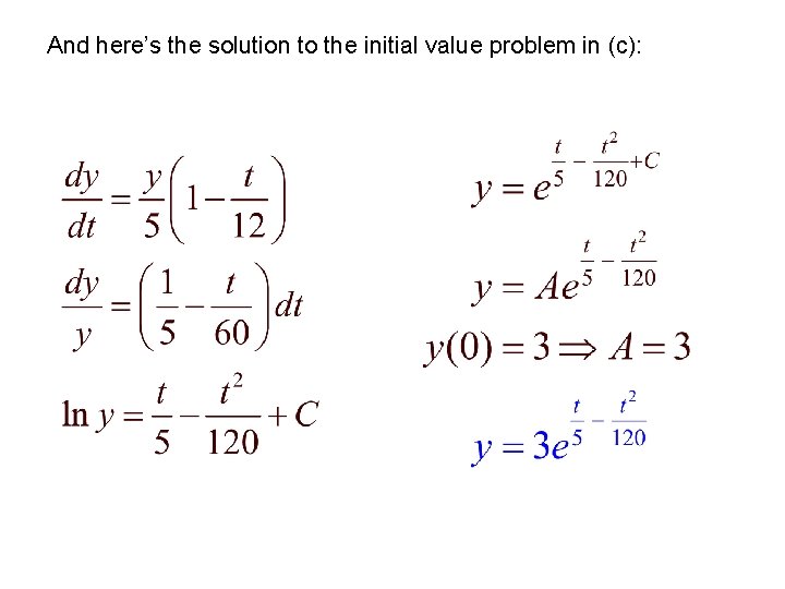 And here’s the solution to the initial value problem in (c): 