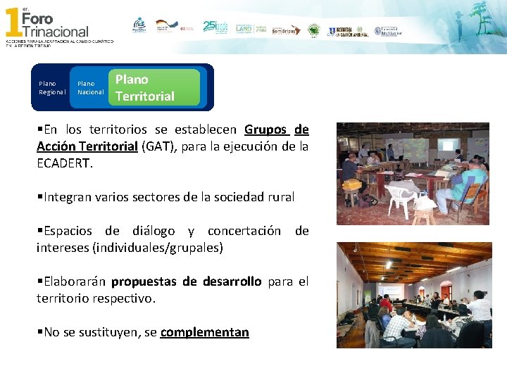 Plano Regional Plano Nacional Plano Territorial §En los territorios se establecen Grupos de Acción