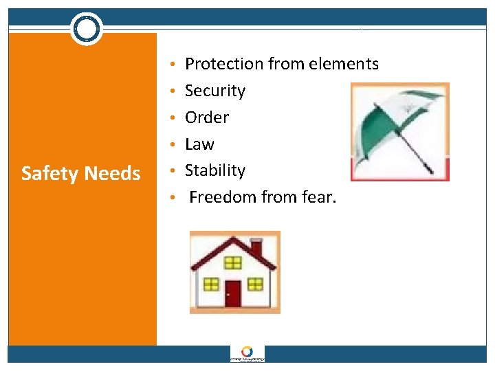  • Protection from elements • Security • Order • Law Safety Needs •