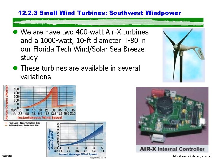 12. 2. 3 Small Wind Turbines: Southwest Windpower l We are have two 400