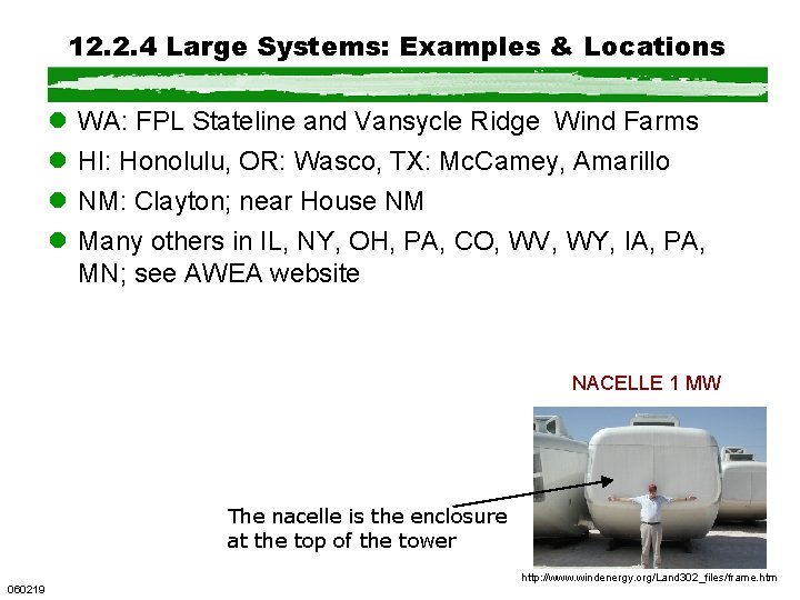 12. 2. 4 Large Systems: Examples & Locations l l WA: FPL Stateline and 12. 2. 4 Large Systems: Examples & Locations l l WA: FPL Stateline and