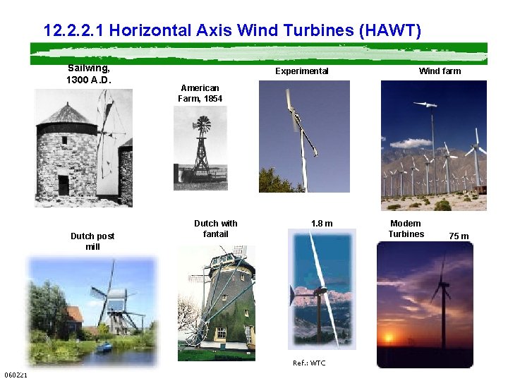12. 2. 2. 1 Horizontal Axis Wind Turbines (HAWT) Sailwing, 1300 A. D. Dutch 12. 2. 2. 1 Horizontal Axis Wind Turbines (HAWT) Sailwing, 1300 A. D. Dutch