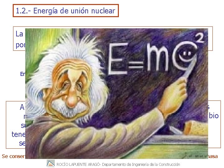 1. 2. - Energía de unión nuclear La equivalencia entre la masa y la