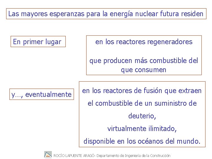 Las mayores esperanzas para la energía nuclear futura residen En primer lugar en los