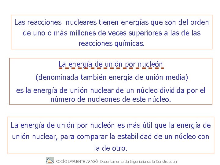 Las reacciones nucleares tienen energías que son del orden de uno o más millones