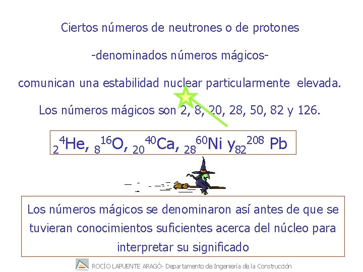 Ciertos números de neutrones o de protones -denominados números mágicos- comunican una estabilidad nuclear