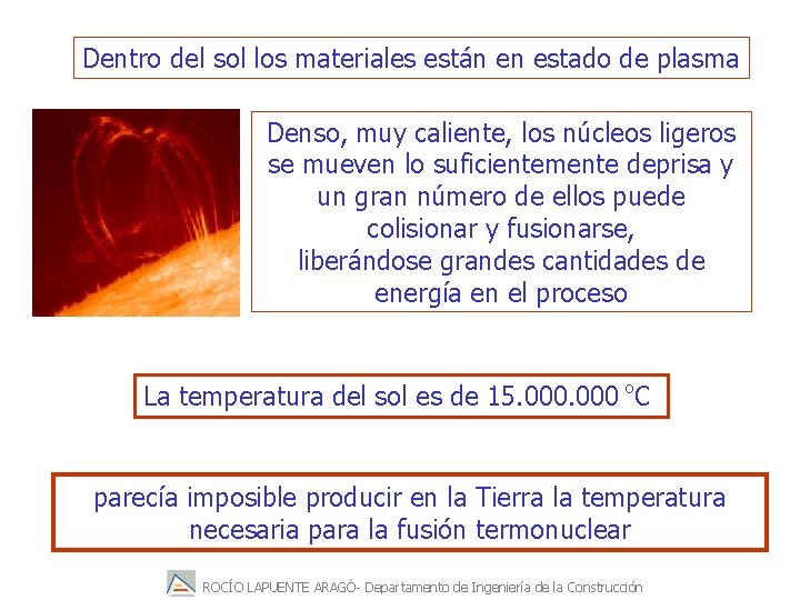 Dentro del sol los materiales están en estado de plasma Denso, muy caliente, los