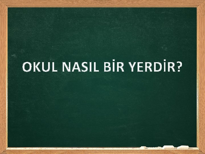 OKUL NASIL BİR YERDİR? 