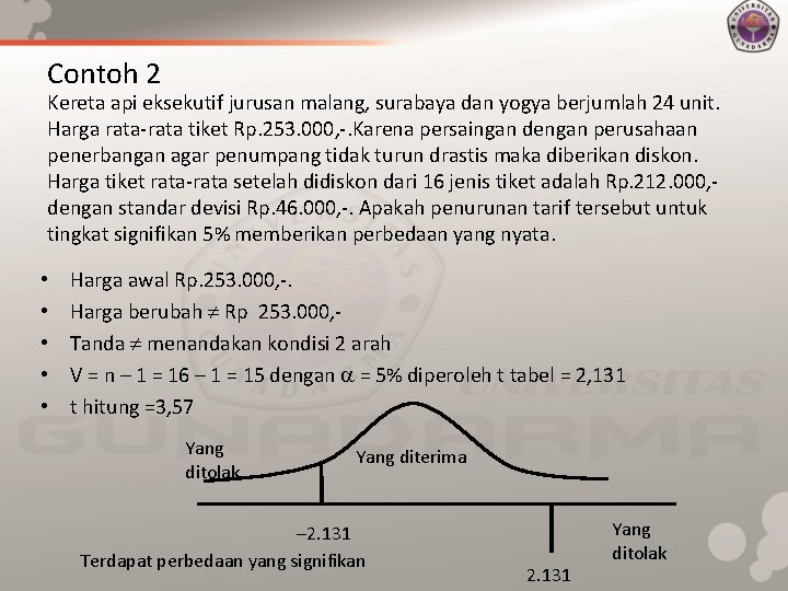 Contoh 2 Kereta api eksekutif jurusan malang, surabaya dan yogya berjumlah 24 unit. Harga
