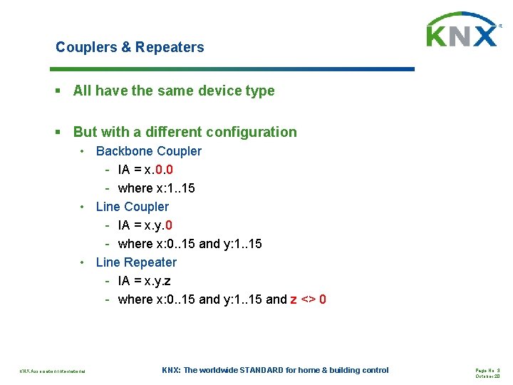 Couplers & Repeaters § All have the same device type § But with a