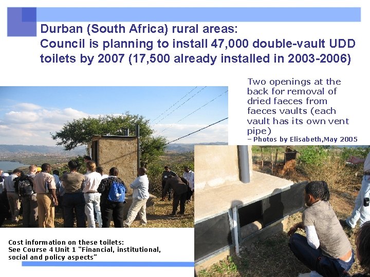 Durban (South Africa) rural areas: Council is planning to install 47, 000 double-vault UDD