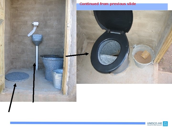 Continued from previous slide Plastic UD pedestal and bucket with sand Waterless urinal (plastic)