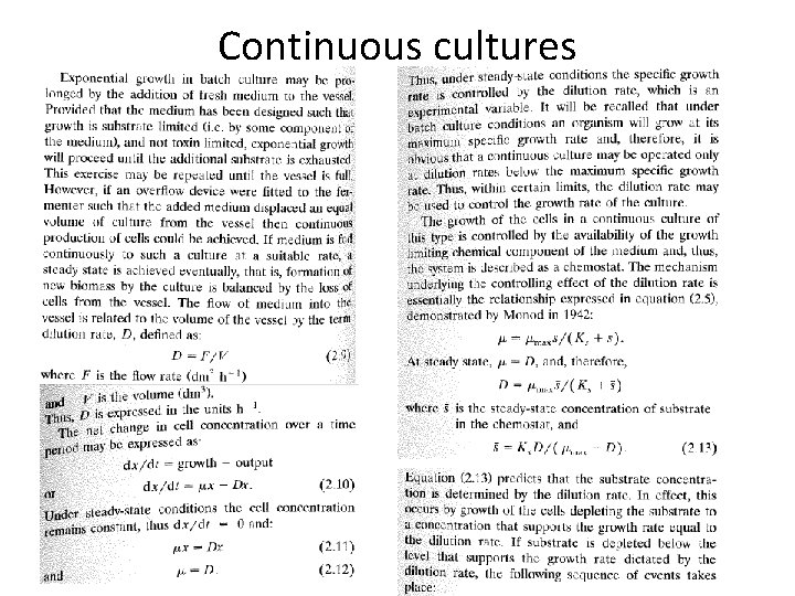 Continuous cultures 