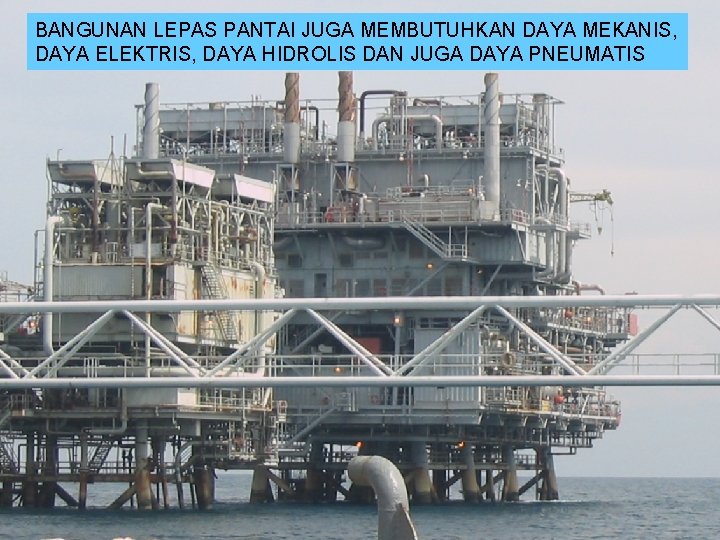 BANGUNAN LEPAS PANTAI JUGA MEMBUTUHKAN DAYA MEKANIS, DAYA ELEKTRIS, DAYA HIDROLIS DAN JUGA DAYA