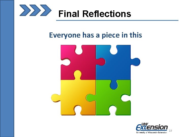 Final Reflections Everyone has a piece in this 19 