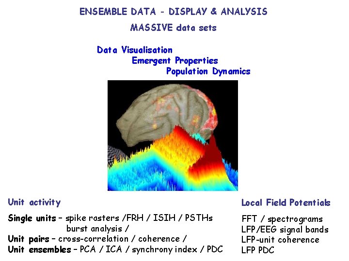 ENSEMBLE DATA - DISPLAY & ANALYSIS MASSIVE data sets Data Visualisation Emergent Properties Population
