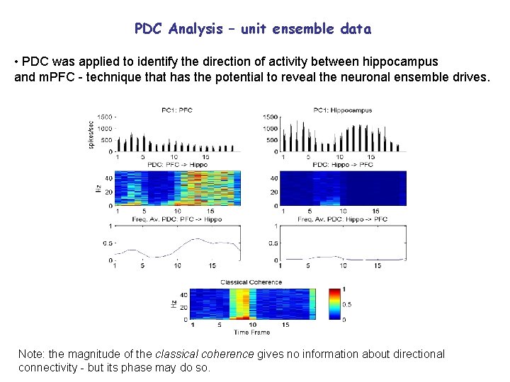 PDC Analysis – unit ensemble data • PDC was applied to identify the direction