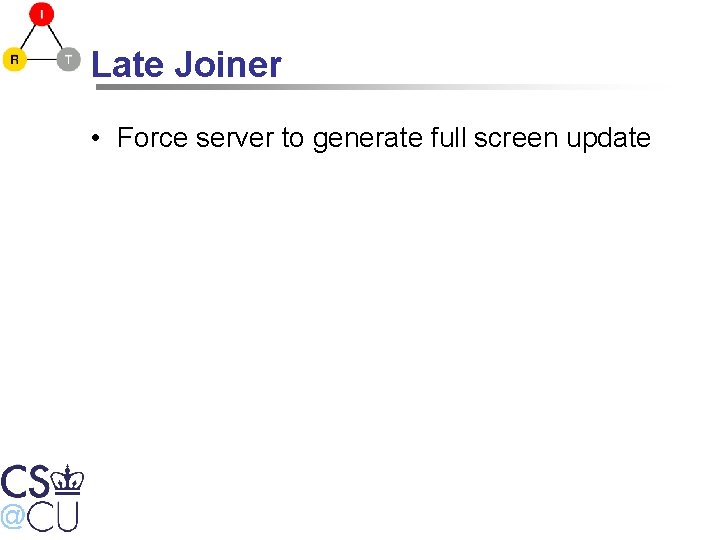 Late Joiner • Force server to generate full screen update 