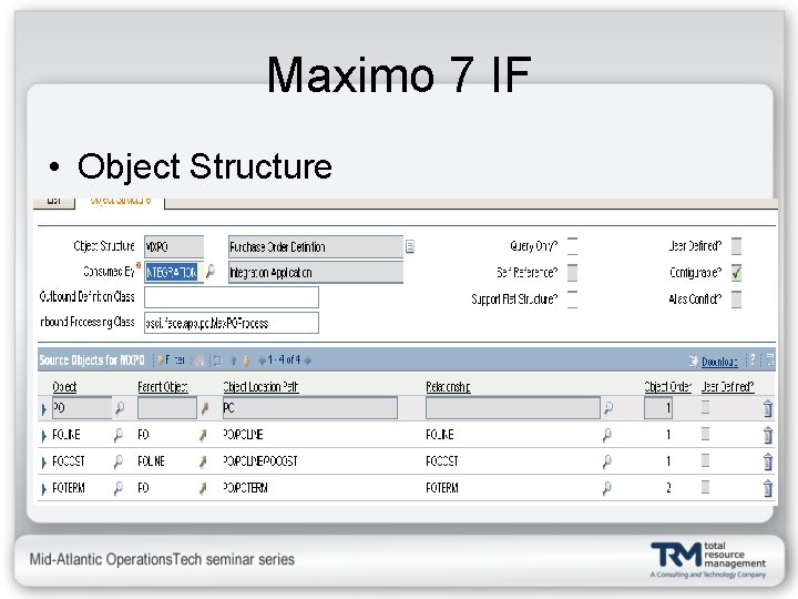 Maximo 7 IF • Object Structure 