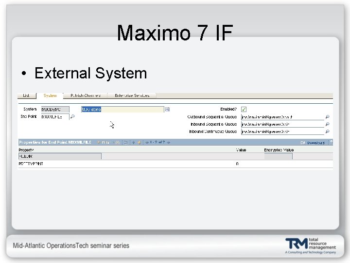 Maximo 7 IF • External System 