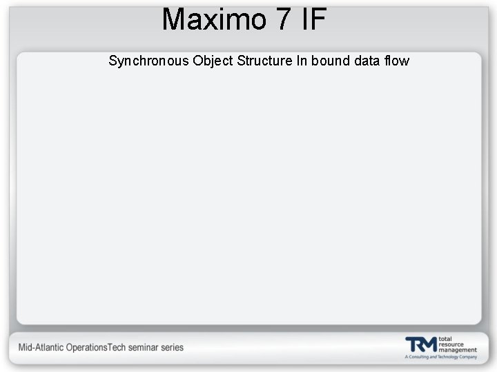 Maximo 7 IF Synchronous Object Structure In bound data flow 