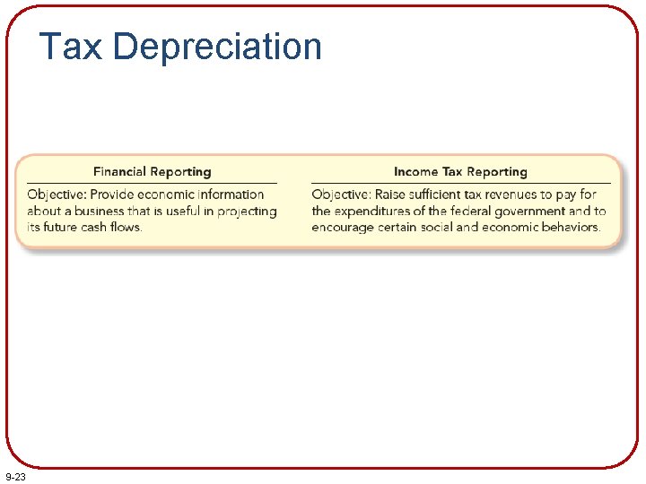 Tax Depreciation 9 -23 