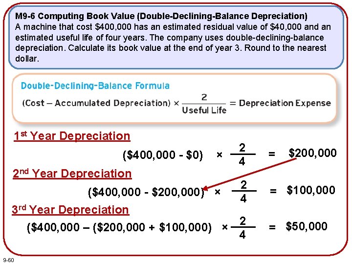 M 9 -6 Computing Book Value (Double-Declining-Balance Depreciation) A machine that cost $400, 000