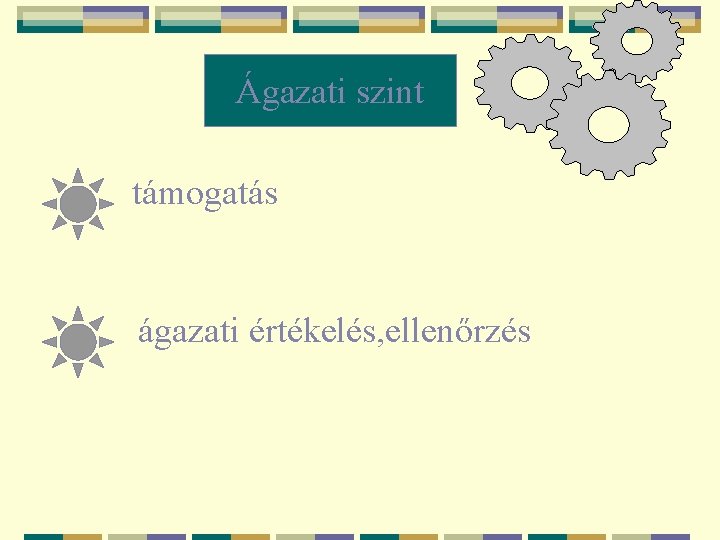 Ágazati szint támogatás ágazati értékelés, ellenőrzés 