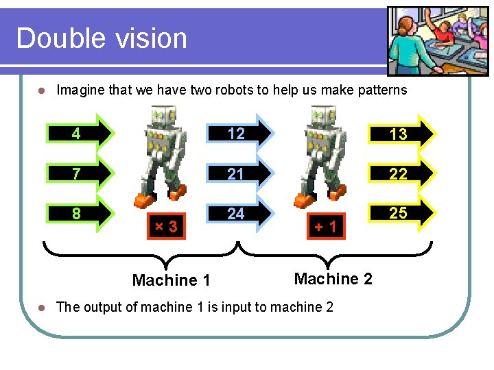 Double vision l Imagine that we have two robots to help us make patterns