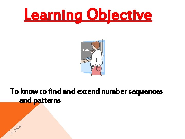 Learning Objective To know to find and extend number sequences and patterns 0 15