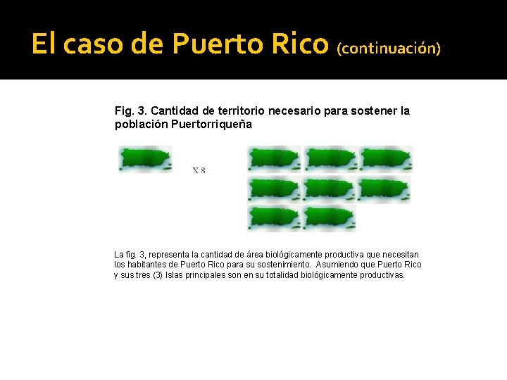 El caso de Puerto Rico (continuación) Fig. 3. Cantidad de territorio necesario para sostener