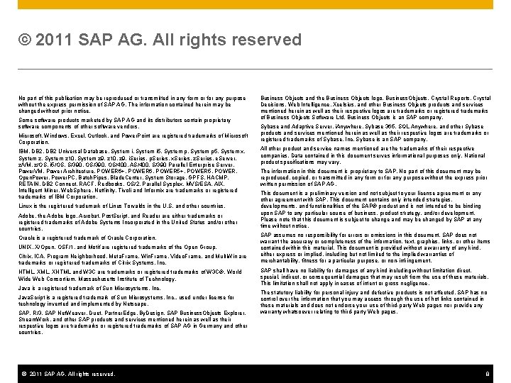© 2011 SAP AG. All rights reserved No part of this publication may be