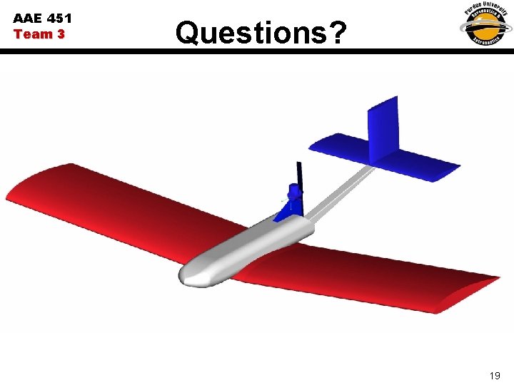 AAE 451 Team 3 Questions? 19 