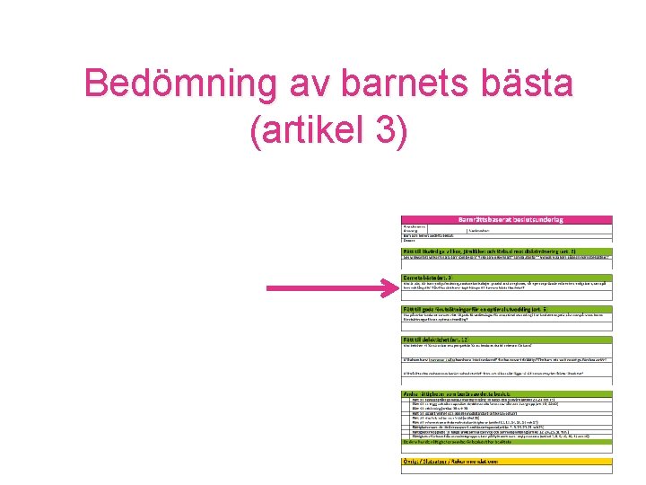 Bedömning av barnets bästa (artikel 3) 