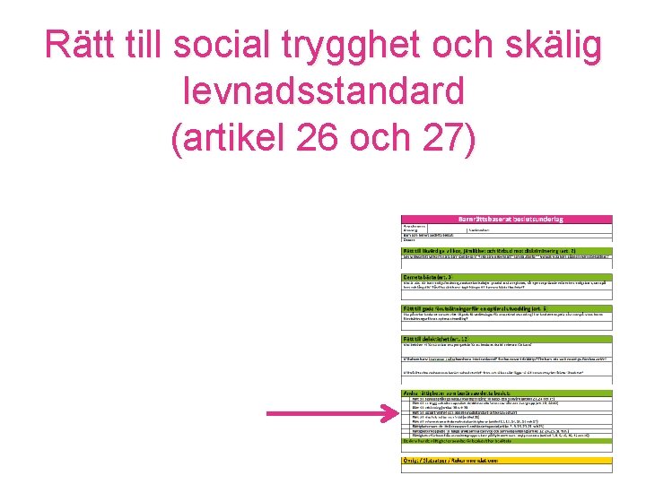 Rätt till social trygghet och skälig levnadsstandard (artikel 26 och 27) 