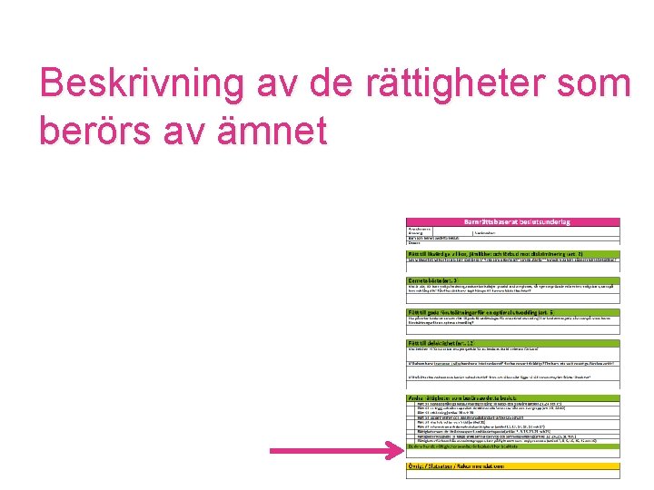 Beskrivning av de rättigheter som berörs av ämnet 