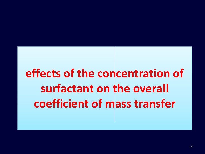 effects of the concentration of surfactant on the overall coefficient of mass transfer 14