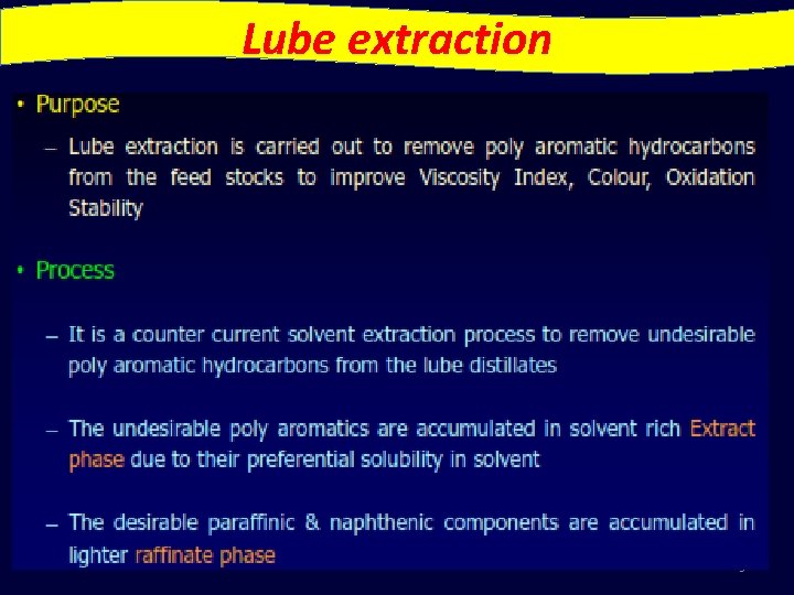 Lube extraction 9 