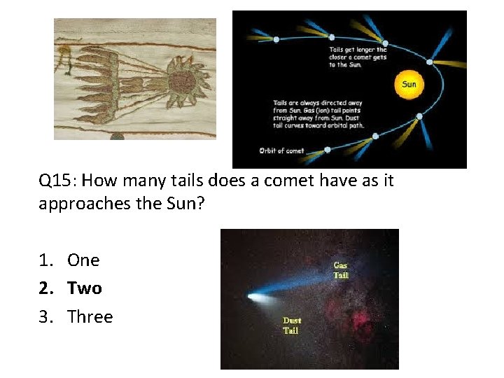 Q 15: How many tails does a comet have as it approaches the Sun?