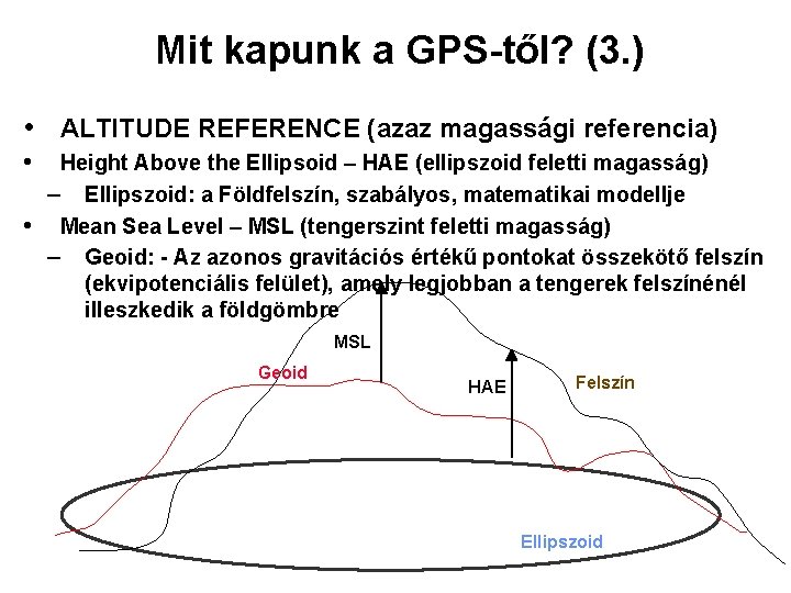 Mit kapunk a GPS-től? (3. ) • ALTITUDE REFERENCE (azaz magassági referencia) • •