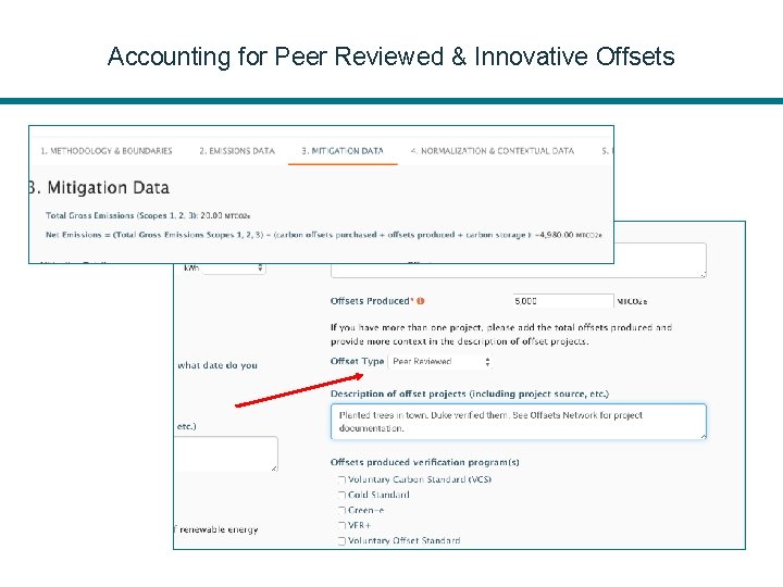 Accounting for Peer Reviewed & Innovative Offsets 