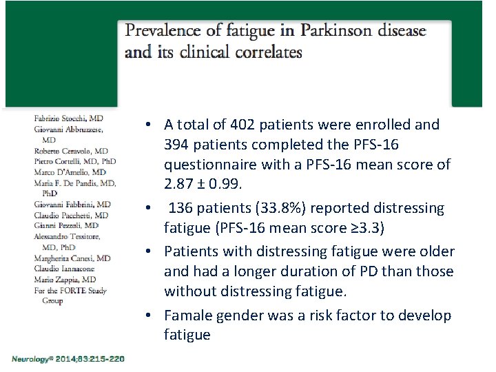  • A total of 402 patients were enrolled and 394 patients completed the