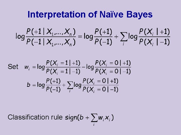 Interpretation of Naïve Bayes Set Classification rule 