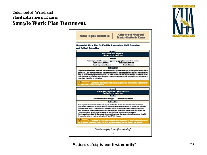 Color-coded Wristband Standardization in Kansas Sample Work Plan Document “Patient safety is our first