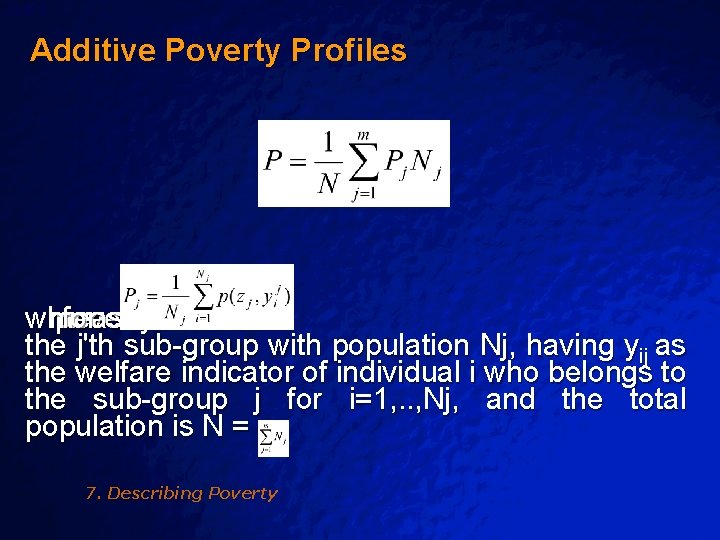 Slide 9 © 2003 By Default! Additive Poverty Profiles where measure poverty for the