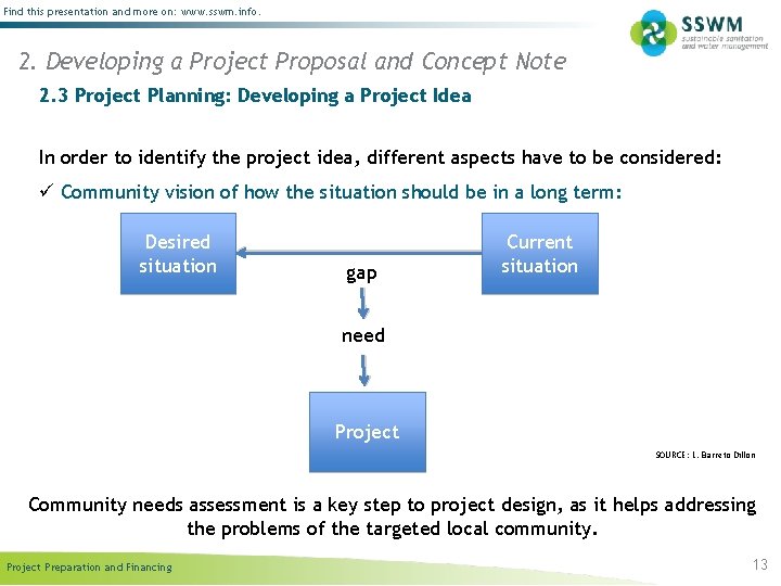 Find this presentation and more on: www. sswm. info. 2. Developing a Project Proposal